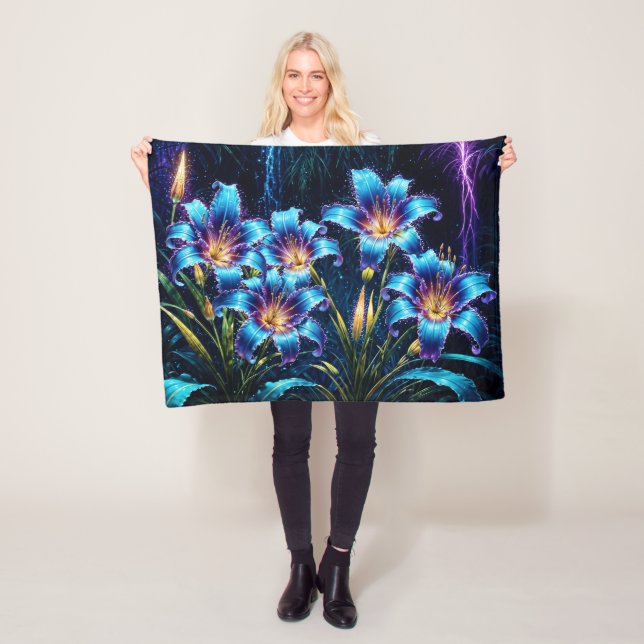 Mystische neonbotanische Natur inspiriertes Design Fleecedecke (Beispiel)