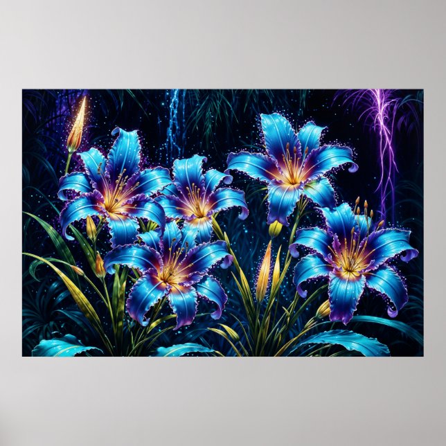 Mystische Neonliken botanische Pflanze Poster (Vorne)