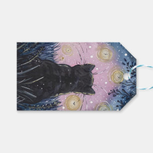 Mystische Night-Fireflies Cat Illustration Art Geschenkanhänger