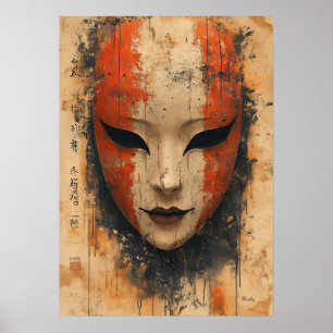 Mystische Noh-Maske – Japanische Theatralische Ele Poster