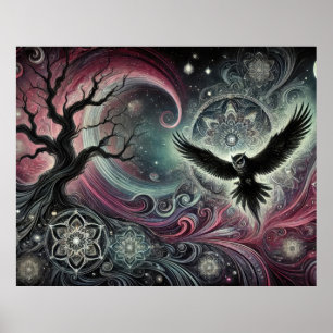 Mystische Owl kosmische Nachtschwärmer Mandalas sc Poster