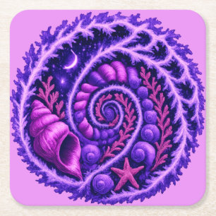Mystische Ozean-Spiralgalaxie-Schalen-Kunst   Lila Rechteckiger Pappuntersetzer