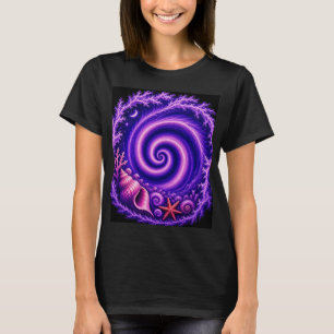 Mystische Ozean-Spiralgalaxie-Schalen-Kunst Lila T-Shirt