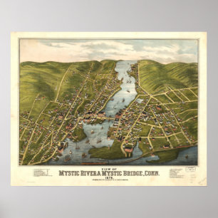 Mystische panoramische Karte Fluss-Connecticuts Poster