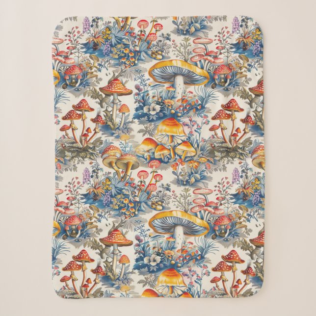 Mystische Pilze in Toile De Jouy Sherpadecke (Vorderseite)