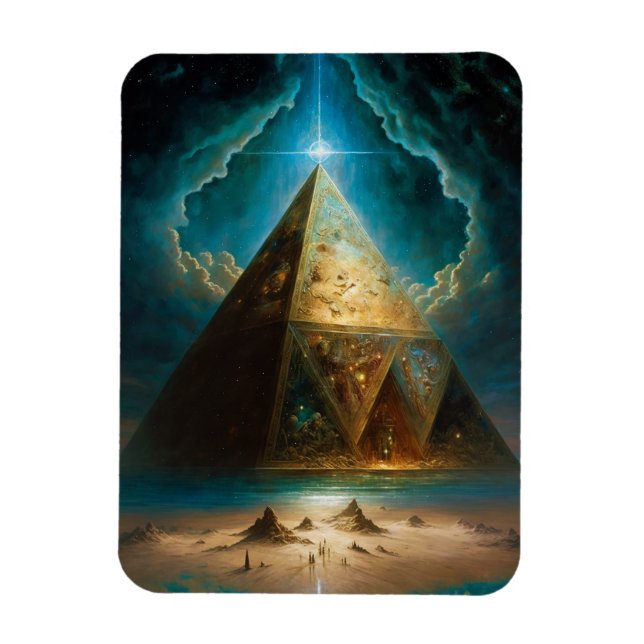 Mystische Pyramide Visionäre Kunst Magnet (Vertikal)