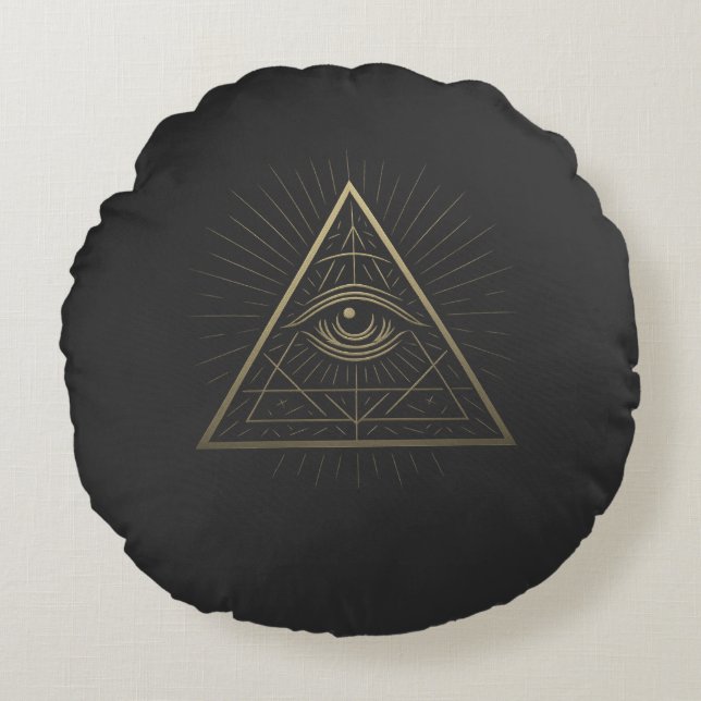 Mystische Pyramide - Wahrnehmungsemblem Rundes Kissen (Vorderseite)