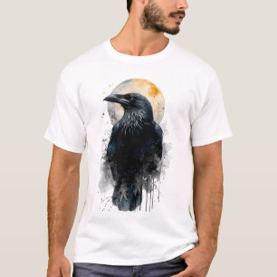 Mystische Raben-Wasserfarbenkunst Gothischer Mon T-Shirt
