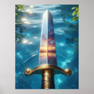 Mystische Reflexion des Fantasy-Schwert-Kunstprint Poster