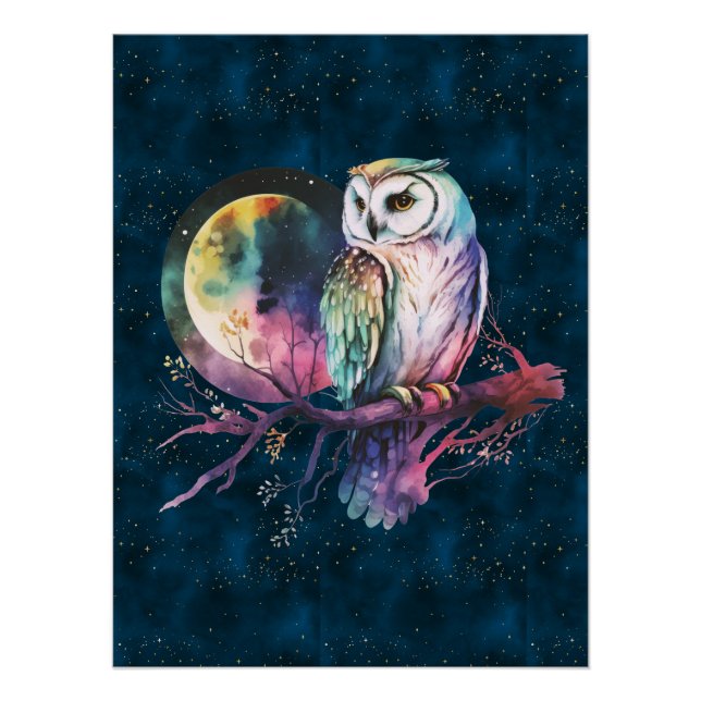 Mystische Regenbogenschale und Vollmond-Celestie Poster (Vorderseite)