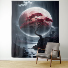 Mystische Rosa-Schrift im japanischen Stil Wandteppich