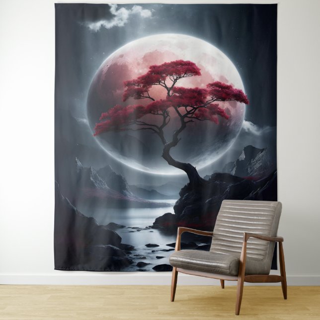 Mystische Rosa-Schrift im japanischen Stil Wandteppich (Beispiel)