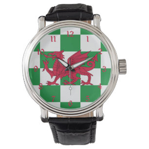 Mystische rote keltische Drachenflagge von Wales Armbanduhr