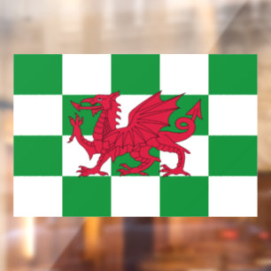 Mystische rote keltische Drachenflagge von Wales Fensteraufkleber