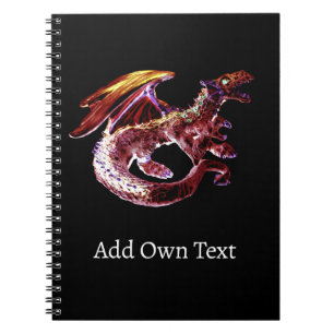 Mystische Rubinrote Fantasy-Drache Mythische Kunst Notizblock