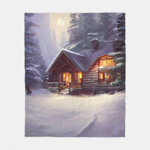 Mystische Rundholzhütte inmitten der Evergreens Fleecedecke