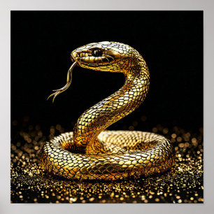 Mystische Schlange Gold Ästhetik Moderne Dekoratio Poster
