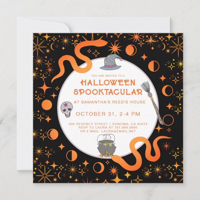 Mystische Schlangen HexenHalloween Spooktaculäres  Einladung (Vorderseite)