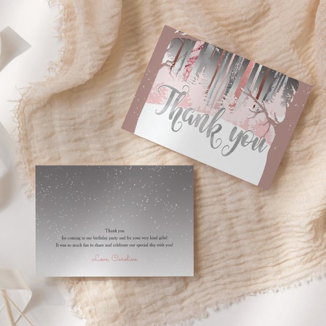 Mystische Schneewald Winterbäume verschmutzte Farb Dankeskarte (Von Creator hochgeladen)