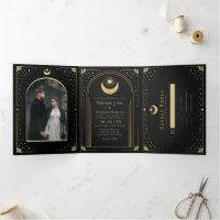 Mystische Schwarze Gold Tarot Card Arch Wedding