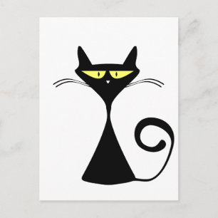 Mystische schwarze Katze Halloween-Postkarte Postkarte