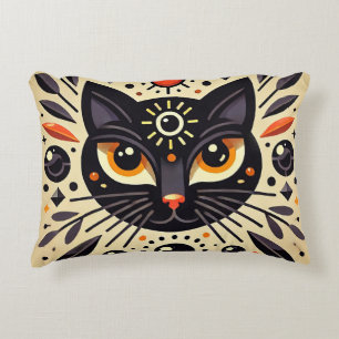 Mystische schwarze Katze Himmelsglanz 🐱 Dekokissen