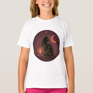 Mystische schwarze Katze, himmlische Hexe, Hallowe T-Shirt