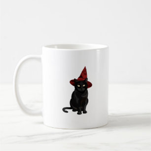Mystische schwarze Katze mit dunkelroter Hut Class Kaffeetasse