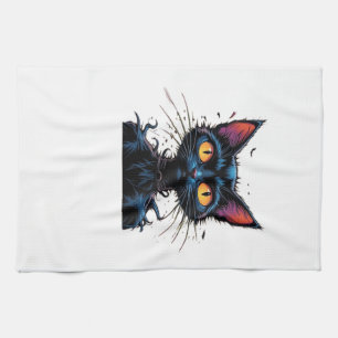Mystische schwarze Katze unter Vollmond Classic T- Geschirrtuch