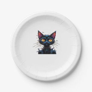 Mystische schwarze Katze unter Vollmond Classic T- Pappteller