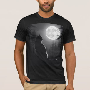 Mystische schwarze Katze unter Vollmond - Gothic A T-Shirt