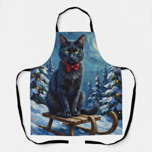Mystische schwarze Katze verzauberte Winter-Schlit Schürze
