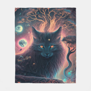 Mystische schwarze Katzen-Decke Hexengeschenk Fleecedecke