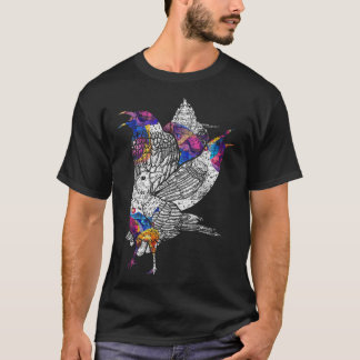 Mystische Schwarze Raben-Illustration Krähen-Kunst T-Shirt
