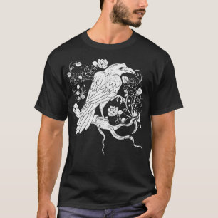 Mystische Schwarze Raben-Illustration Krähen-Kunst T-Shirt