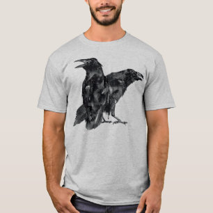 Mystische Schwarze Raben-Illustration Krähen-Kunst T-Shirt