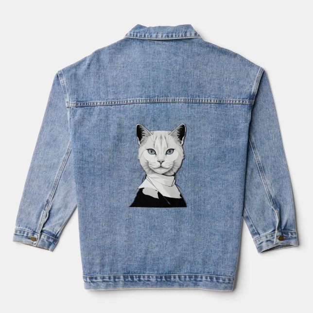 Mystische Schwarze und Weiße Katze Salem Jeansjacke (Rückseite)