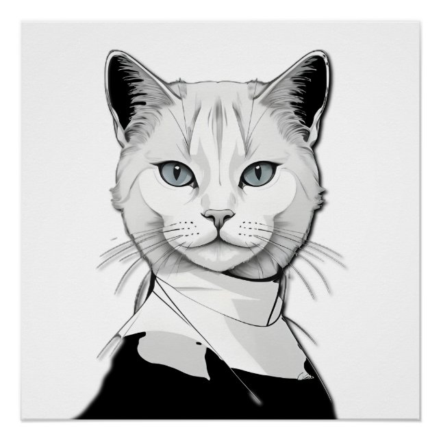 Mystische Schwarze und Weiße Katze Salem Poster (Vorderseite)