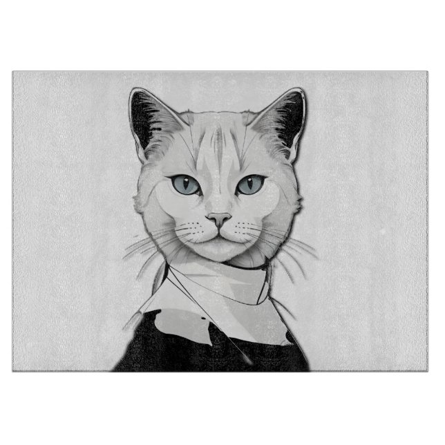 Mystische Schwarze und Weiße Katze Salem Schneidebrett (Vorderseite)