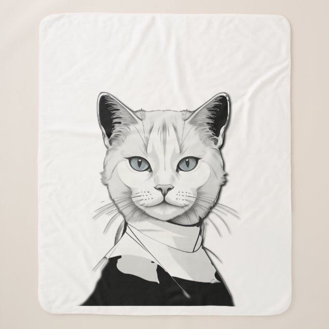 Mystische Schwarze und Weiße Katze Salem Sherpadecke (Vorderseite)