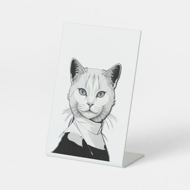 Mystische Schwarze und Weiße Katze Salem Sockelschild (Vorderseite)