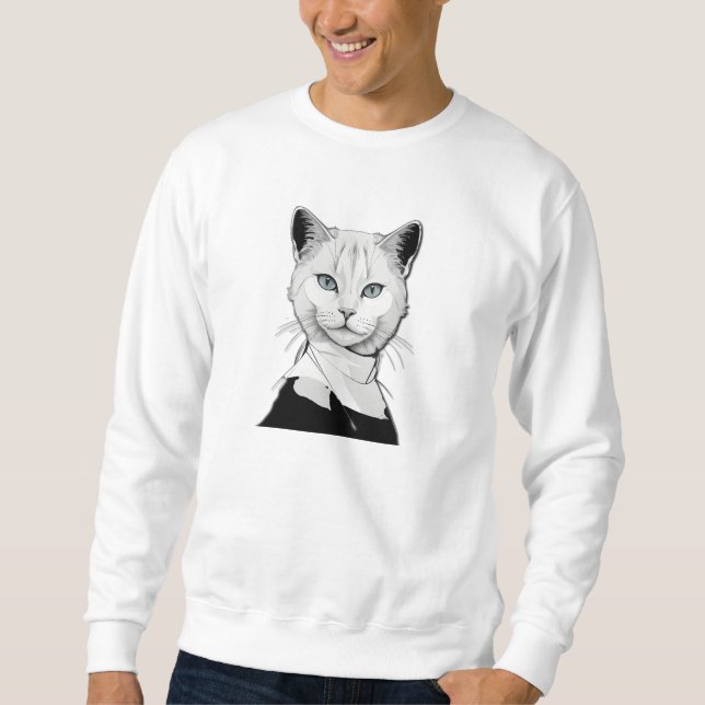 Mystische Schwarze und Weiße Katze Salem Sweatshirt (Vorderseite)