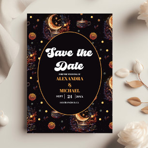Mystische Schwarzgoldene Himmelssterne Hochzeit Save The Date
