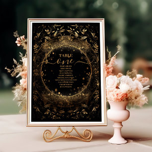 Mystische Schwarzgoldene Hochzeit unter Sternen Tischnummer