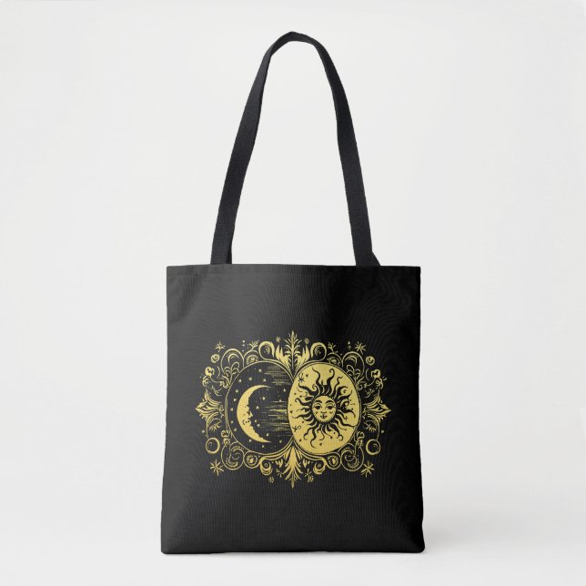 Mystische Sonne und Mond in Gold Tasche (Vorderseite)
