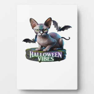 Mystische Sphynx-Katze Halloween Aura Classic T-Sh Fotoplatte