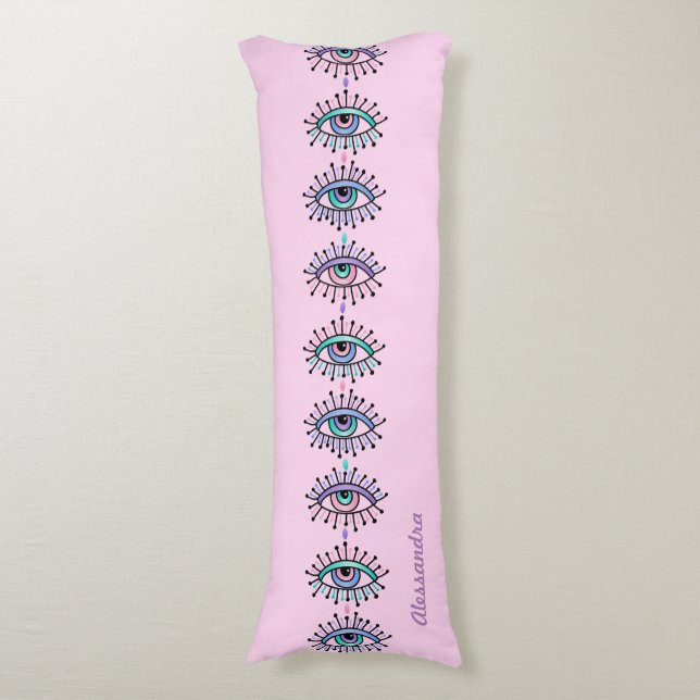 Mystische spirituelle Augen zweiseitig rosa & blau Seitenschläferkissen (Vorderseite Vertikal)
