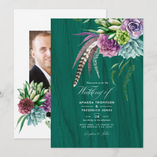 Mystische Sukkulenten-Boho-Hochzeit Einladung