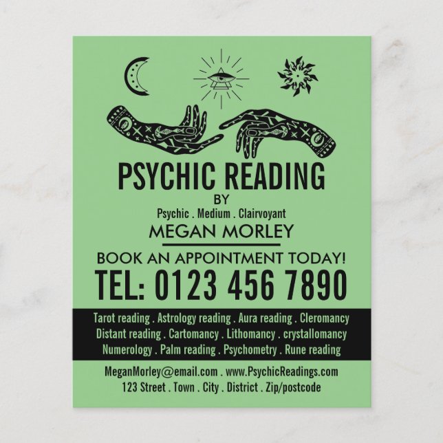 Mystische Symbole, Psychisch lesende Werbung Flyer (Vorne)