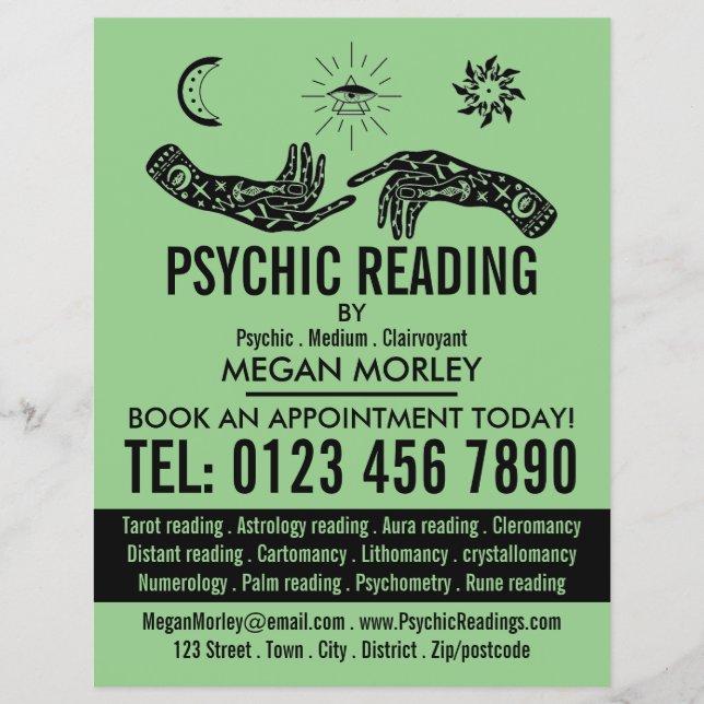 Mystische Symbole, Psychisch lesende Werbung Flyer (Vorne)